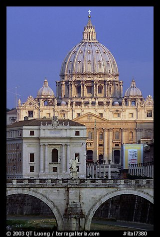 Bridge Sant'Angelo and Basilic Saint Peter, sunrise. Vatican City