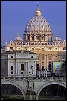 Bridge Sant'Angelo and Basilic Saint Peter, sunrise. Vatican City