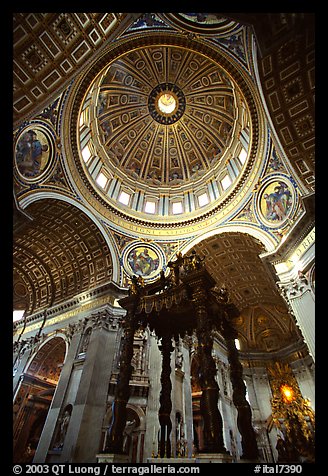 Baldachino, and Dome of Basilic Saint Peter. Vatican City (color)