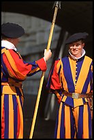 Papal Swiss guards in colorful traditional uniform. Vatican City ( color)