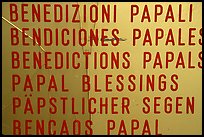 Papal Blessings sign in many languages. Vatican City ( color)