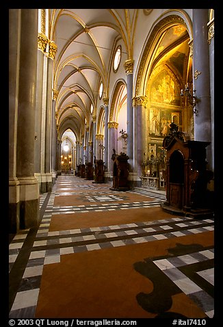 Church side aisle. Naples, Campania, Italy (color)