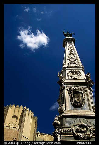 Guglia in Piazza San Domenico Maggiore. Naples, Campania, Italy (color)