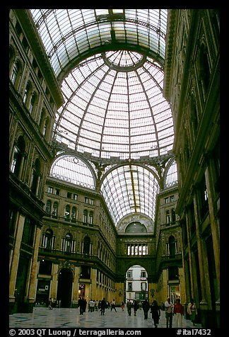 Roof and arcades of Galleria Umberto I. Naples, Campania, Italy (color)