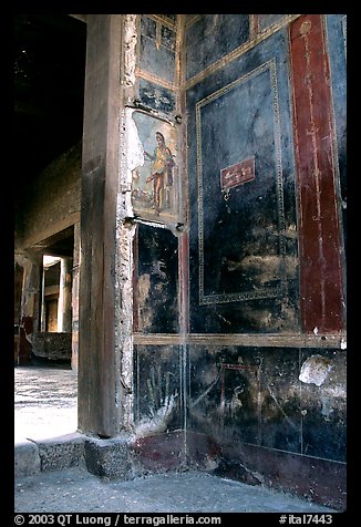 Fresco on the walls of Villa Vettii. Pompeii, Campania, Italy