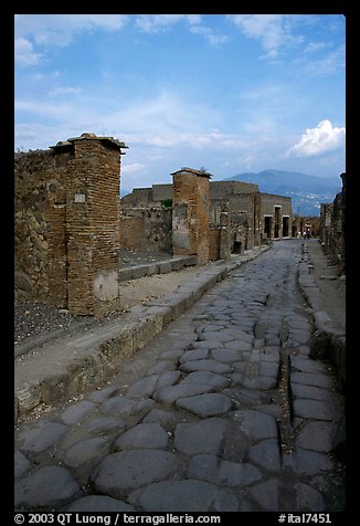 Paved street and ruins. Pompeii, Campania, Italy (color)