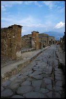 Paved street and ruins. Pompeii, Campania, Italy