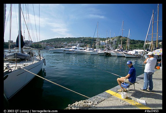 Fishing in the yacht harbor, Agropoli. Campania, Italy (color)