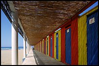 Changing rooms and beach, Paestum. Campania, Italy