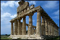 Ruins of Tempio di Cerere (Temple of Ceres), a Greek Doric temple. Campania, Italy