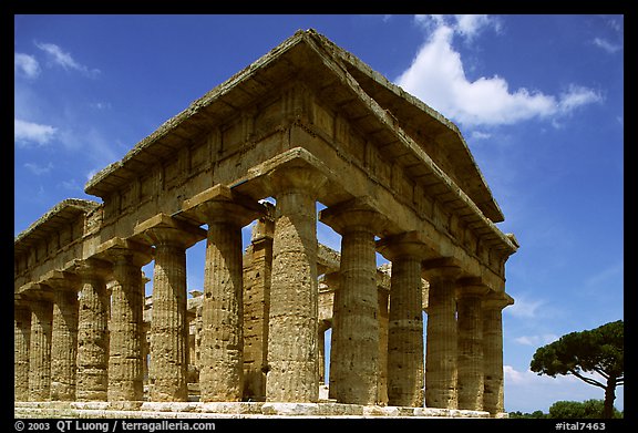 Tempio di Nettuno (Temple of Neptune), a Greek temple (5th century BC). Campania, Italy (color)