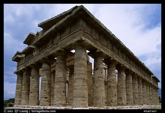 Temple of Neptune, the largest and best preserved of the three temples. Campania, Italy