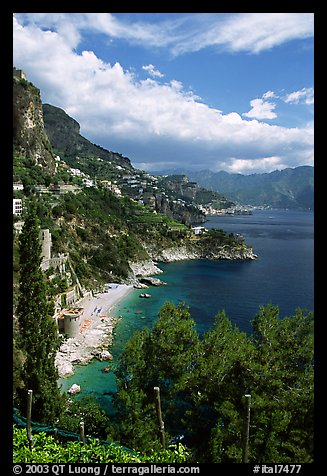 Hills plunging into the Mediterranean. Amalfi Coast, Campania, Italy (color)