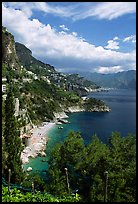 Hills plunging into the Mediterranean. Amalfi Coast, Campania, Italy (color)