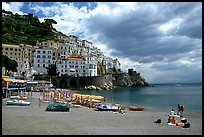 Beach and houses,  Amalfi. Amalfi Coast, Campania, Italy