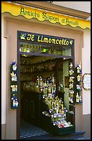 Store specializing in Lemoncelo, the local lemon-based liquor, Amalfi. Amalfi Coast, Campania, Italy