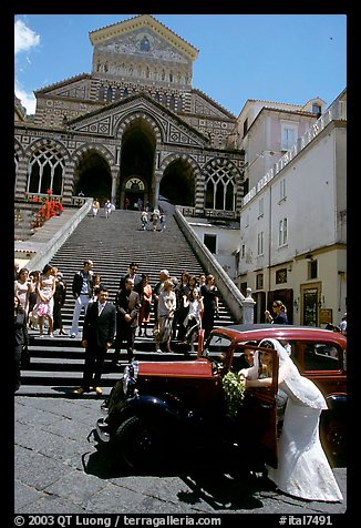 Wedding in front of Duomo Sant'Andrea, Amalfi. Amalfi Coast, Campania, Italy (color)