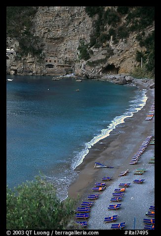 Spiaggia del Fornillo Beach seen from Via Positanesi d'America, Positano. Amalfi Coast, Campania, Italy (color)