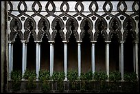 Gothic columns in Villa Rufolo, whose last resident was Richard Wagner, Ravello. Amalfi Coast, Campania, Italy (color)
