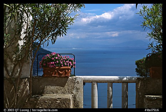 Sea seen from a terrace of Villa Rufulo, Ravello. Amalfi Coast, Campania, Italy