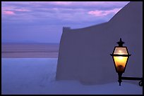 Lamp, White walls, pastel colors of sunset, Positano. Amalfi Coast, Campania, Italy ( color)