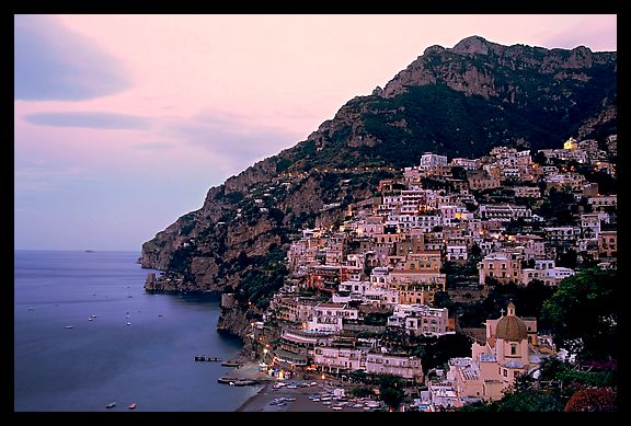 Positano at dawn. Amalfi Coast, Campania, Italy