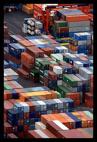 Containers in Salerno port. Amalfi Coast, Campania, Italy