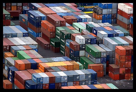 Shipping Containers in Salerno port. Amalfi Coast, Campania, Italy