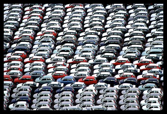 Cars waiting for shipping in Salerno port. Amalfi Coast, Campania, Italy (color)