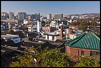 Hanok houses overlooking modern skyline. Seoul, South Korea ( color)