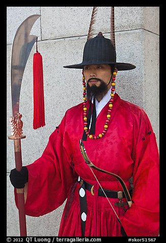 Gapsa (regular guard from Joseon dynasty), Gyeongbokgung. Seoul, South Korea (color)