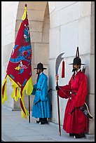 Guards in Joseon-period uniforms, Gyeongbokgung. Seoul, South Korea