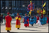 Changing of the Guard ceremony in front of Gyeongbokgung palace. Seoul, South Korea