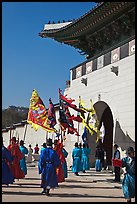 Guard change ceremony in front of Gyeongbokgung palace gate. Seoul, South Korea ( color)