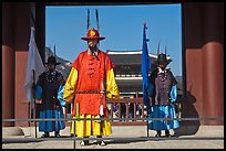 Royal guards, Heugnyemun gate, Gyeongbokgung. Seoul, South Korea (color)