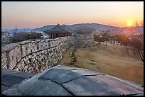 Sunset from Hwaseong Fortress walls. South Korea (color)