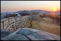 Sunset from Hwaseong Fortress walls. South Korea