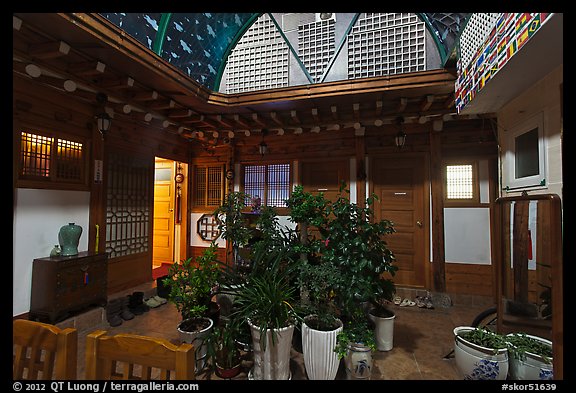 Common space of Hanok-style hostel. Seoul, South Korea (color)