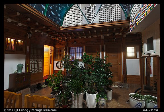 Common space of Hanok-style hostel. Seoul, South Korea