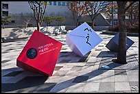 Sculptures celebrating city choice as world design capital. Seoul, South Korea (color)