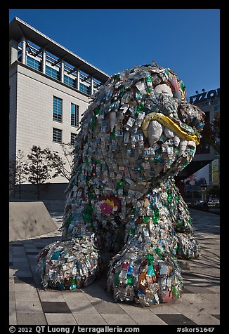 Sculpture made of recycled bottles, Dongdaemun Design Plaza. Seoul, South Korea (color)
