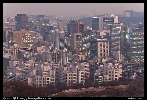 Central Seoul at dusk. Seoul, South Korea