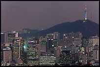 City skyline and Namsan hill at night. Seoul, South Korea ( color)