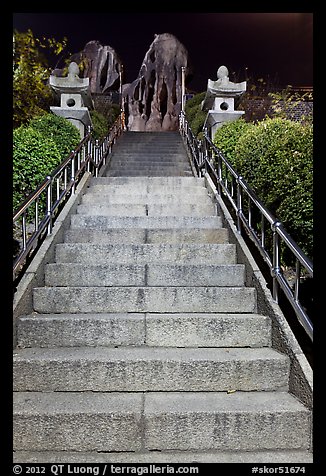 Stairs leading to sacred rocks, Seon-bawi. Seoul, South Korea