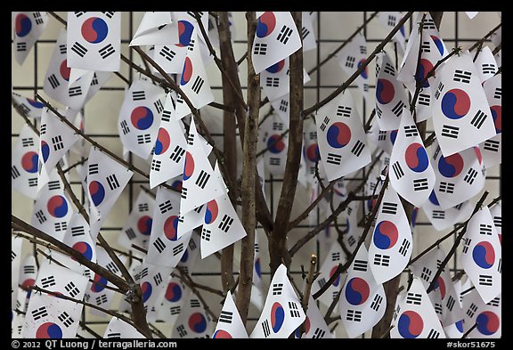 South Korean flags. Seoul, South Korea (color)