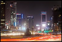 Large boulevard, lights, and high rises. Seoul, South Korea (color)