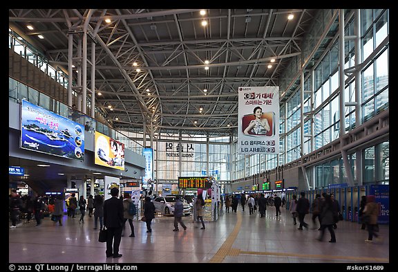 Inside Seoul train station. Seoul, South Korea (color)