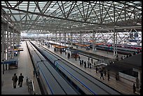 Trains in Seoul station. Seoul, South Korea (color)