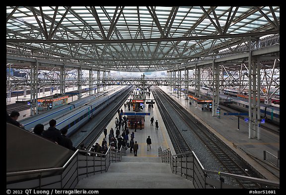 Seoul train station platforms. Seoul, South Korea (color)