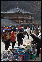 Hikers buy natural products near Haeinsa. South Korea ( color)